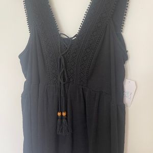⭐️3/$25⭐️ NWT Time and Tru Crochet Black Tank Size Large